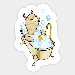 Llama takes bath in the bathtub Sticker